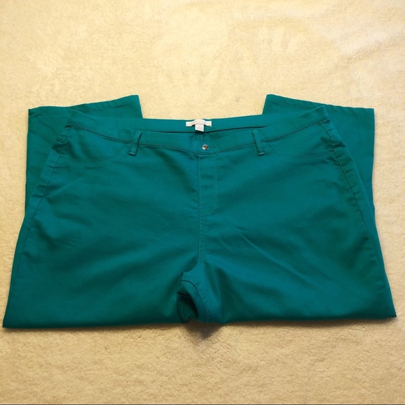 NWOT - Green Blue Double Stretch Capri Pants - Picture 1 of 5